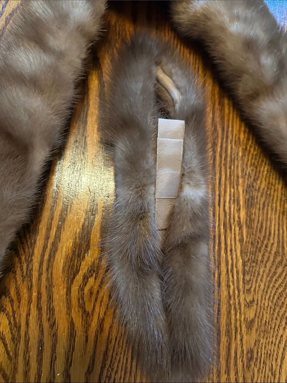 Vintage Mid Century Genuine Mink Fur Scarf and Hair accessory Set. Brown